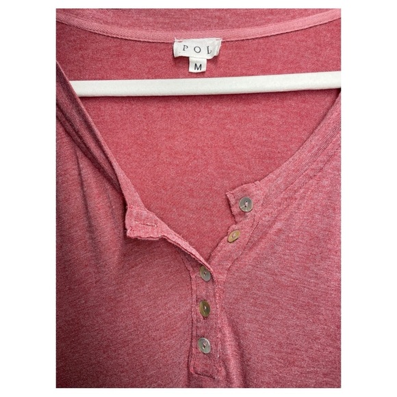 POL Red Henley Long Sleeve Wool Blend Shirt SZ M​​ - Picture 6 of 6